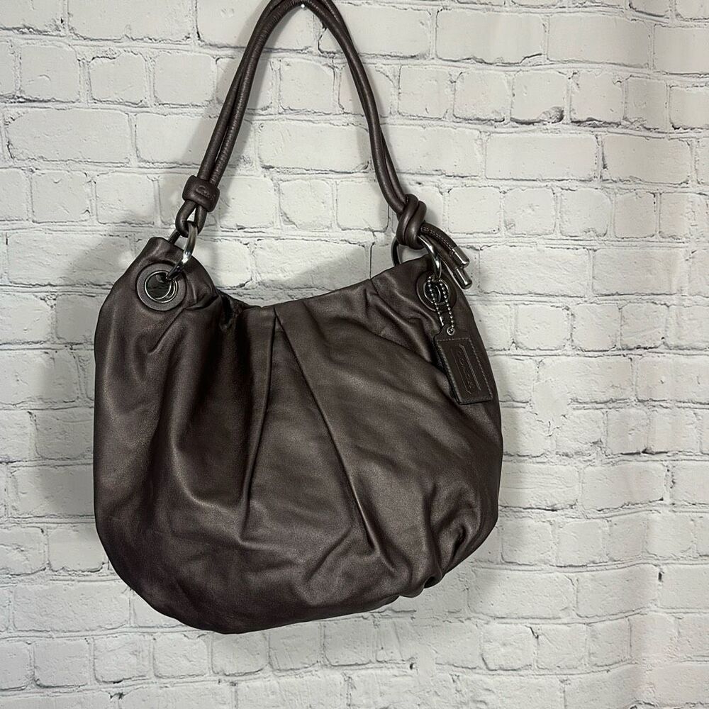 COACH Parker‎  HOBO Leather Shoulder Bag Purse Handbag knot tie 14157